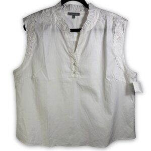 Wit & Wisdom Embroidered Sleeveless Blouse White Sz XL